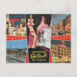 St. Pauli by Night, Hamburg, Germany Vintage Postcard