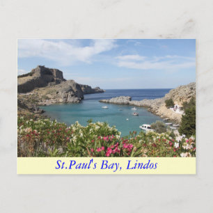 St.Paul's Bay, Lindos Postcard