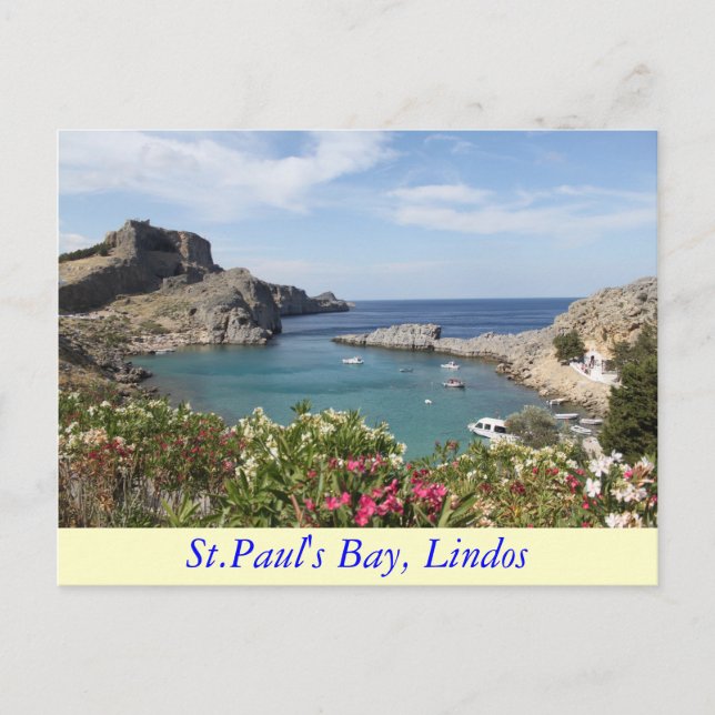 St.Paul's Bay, Lindos Postcard (Front)