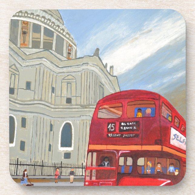 St. Paul's Cathedral and London Bus Coaster (Front)