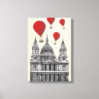 St Pauls Cathedral and Red Hot Air Balloons