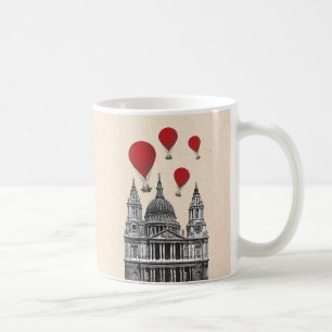 St Pauls Cathedral and Red Hot Air Balloons Coffee Mug