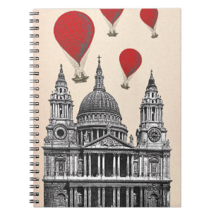 St Pauls Cathedral and Red Hot Air Balloons Notebook
