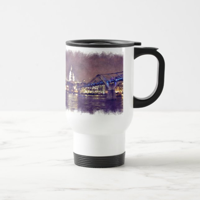 St Paul's Cathedral by Night Fine-Art Painting Travel Mug (Right)