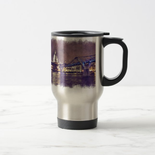 St Paul's Cathedral by Night Fine-Art Painting Travel Mug (Right)