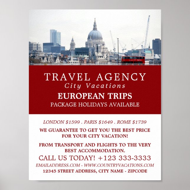 St Paul's Cathedral, London City, Travel Agency Poster (Front)