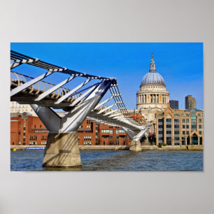 St Paul's Cathedral London Millennium Bridge Poster