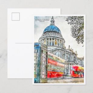 St Paul's Cathedral vintage travel watercolor Postcard
