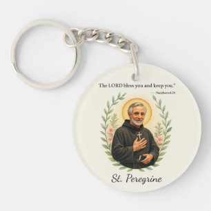 St. Peregrine Feast Day Blessings Watercolor Wreat Key Ring