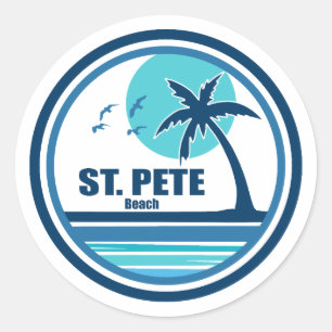 St. Pete Beach Florida Palm Tree Birds Classic Round Sticker