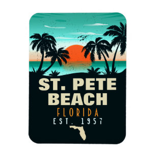 St. Pete Beach Florida Retro Sunset Palm Tree 60s Magnet