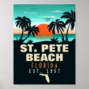 St. Pete Beach Florida Retro Sunset Palm Tree 60s Poster