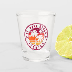 St. Pete Beach Florida Retro Sunset Palm Tree 60s Shot Glass