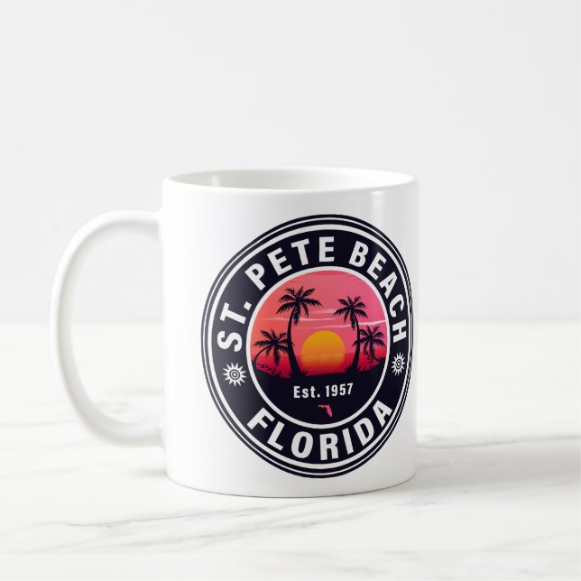 St Pete Beach Florida Retro Sunset Souvenirs 60s Coffee Mug (Left)
