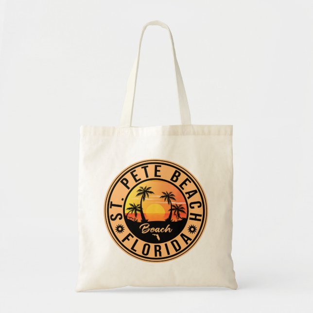 St. Pete Beach Florida Retro Sunset Souvenirs 60s Tote Bag (Front)