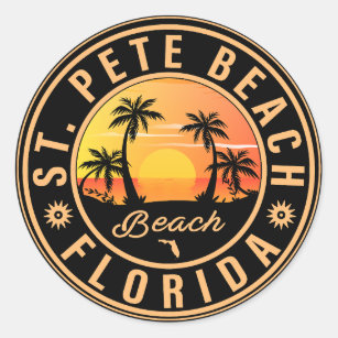 St. Pete Beach Florida Souvenir Vintage Palm Trees Classic Round Sticker