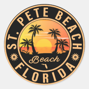St. Pete Beach Florida Souvenir Vintage Palm Trees Classic Round Sticker