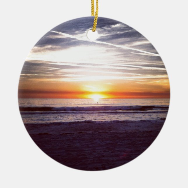 St. Pete Beach sunset.jpg Ceramic Tree Decoration (Front)
