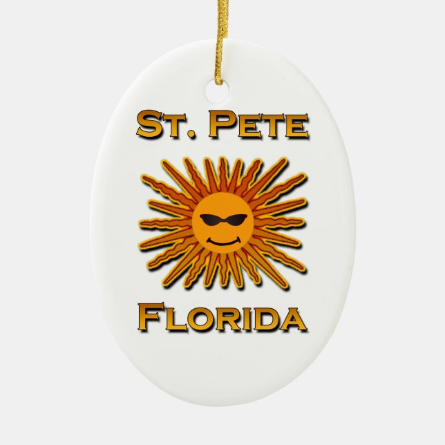 St. Pete Florida Sun Logo Ceramic Tree Decoration (Front)
