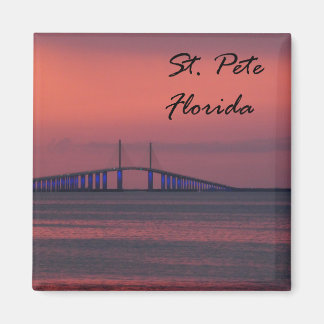 St Pete Florida Sunshine Skyway Bridge Sunset Magnet