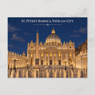St Peter Basilica Vatican City Night Postcard