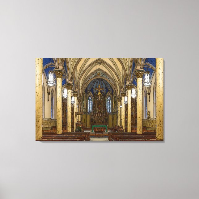 St Peter Catholic Church Painterly Canvas Print (Front)