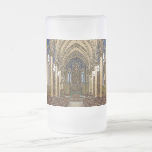 St Peter Catholic Church Painterly Frosted Glass Beer Mug (Center)