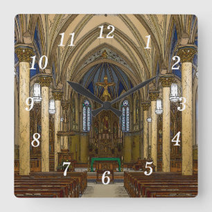 St Peter Catholic Church Painterly Square Wall Clock