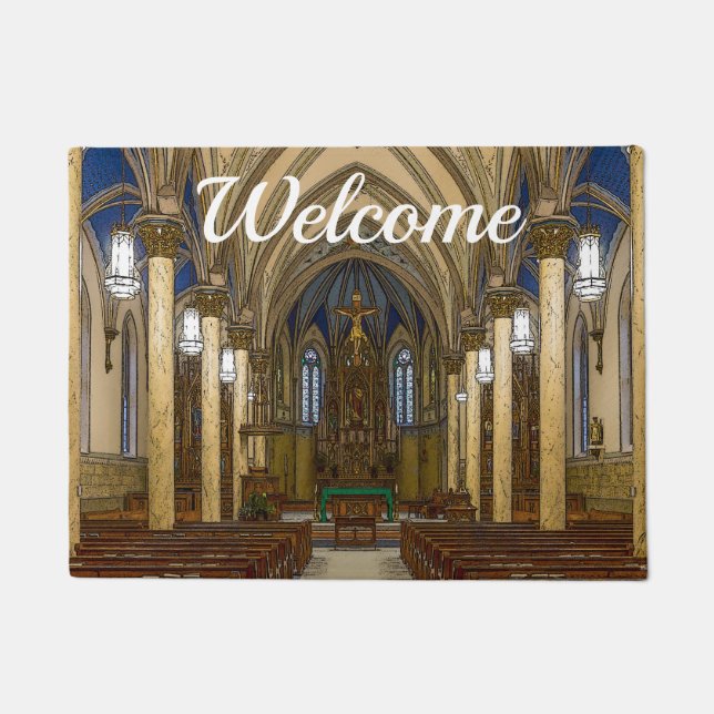 St Peter Catholic Church Painterly Welcome Doormat (Front)