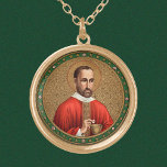 St. Peter Faber (BK 051) Round Gold Plated Necklace<br><div class="desc">For a man credited with many firsts and one of its three co-founders, St. Peter Faber (1506-1546) is not terribly well known outside Jesuit circles. At first, he was sole college roommate of St. Francis Xavier at the University of Paris. The men were later joined by St. Ignatius Loyola, a...</div>