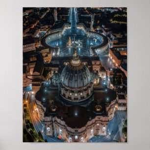 St Peter's Basilica and Square at Night Poster
