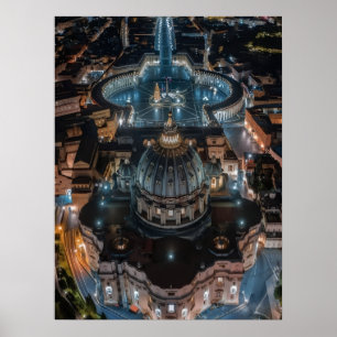 St Peter's Basilica and Square at Night Poster
