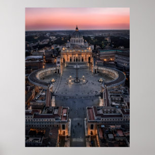 St Peter's Basilica and Square at Sunset Poster