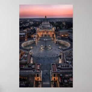 St Peter's Basilica and Square at Sunset Poster