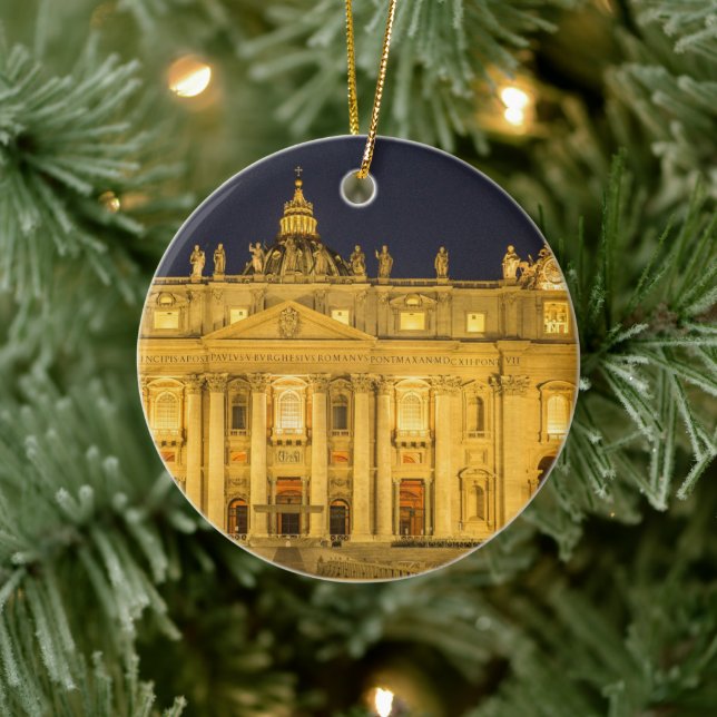 St. Peter's Basilica at Night, Vatican City, Rome Ceramic Tree Decoration (Tree)