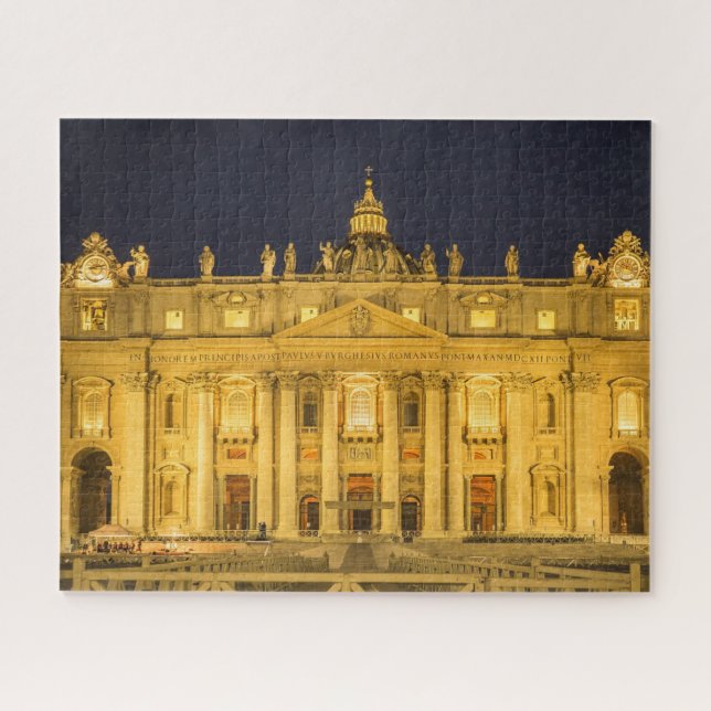 St. Peter's Basilica at Night, Vatican City, Rome Jigsaw Puzzle (Horizontal)