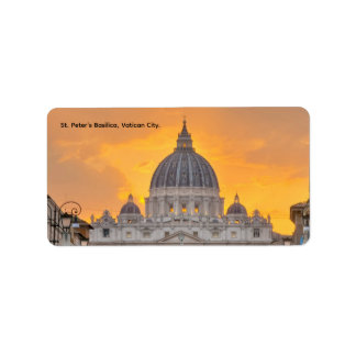 St. Peter's Basilica at Sunset, Vatican City Label