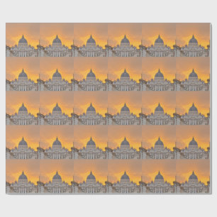 St. Peter's Basilica at Sunset, Vatican City Wrapping Paper
