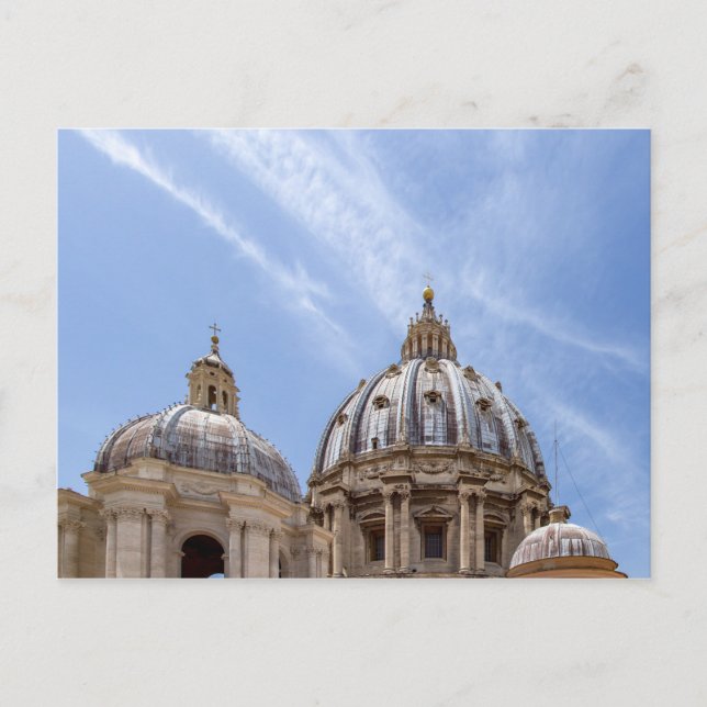 St Peter's basilica dome close-up view in Vatican Postcard (Front)