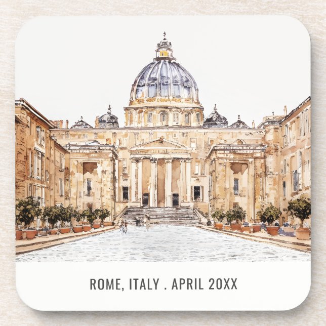 St Peters Basilica Rome Italy Watercolor Travel Coaster (Front)