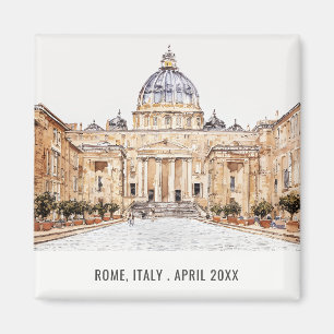 St Peters Basilica Rome Italy Watercolor Travel Magnet
