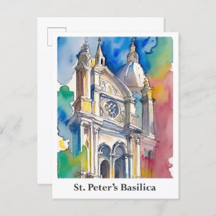 St. Peter's Basilica Vatican Watercolor Travel Postcard