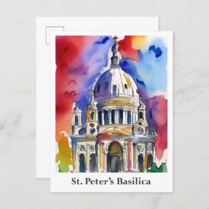 St. Peter's Basilica Vatican Watercolor Travel Postcard