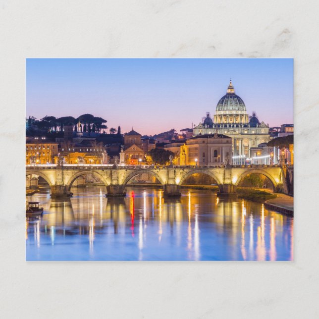 St Peter's Cathedral at night Rome Italy Postcard (Front)