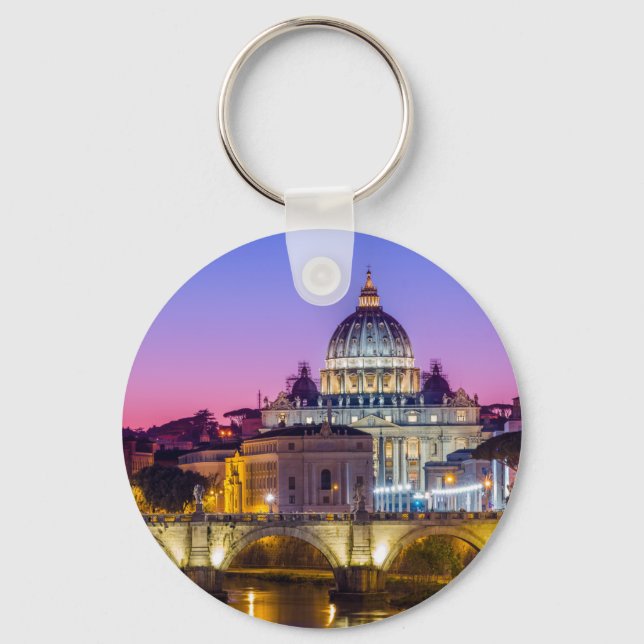 St Peter's Cathedral Vatican city Rome dusk Key Ring (Front)