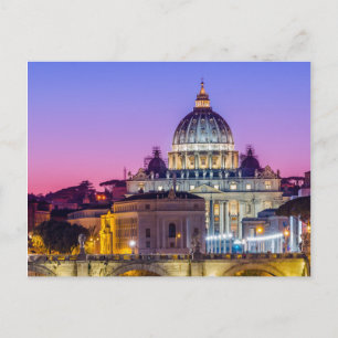 St Peter's Cathedral Vatican city Rome dusk Postcard