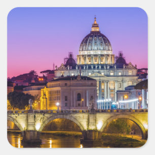 St Peter's Cathedral Vatican city Rome dusk Square Sticker