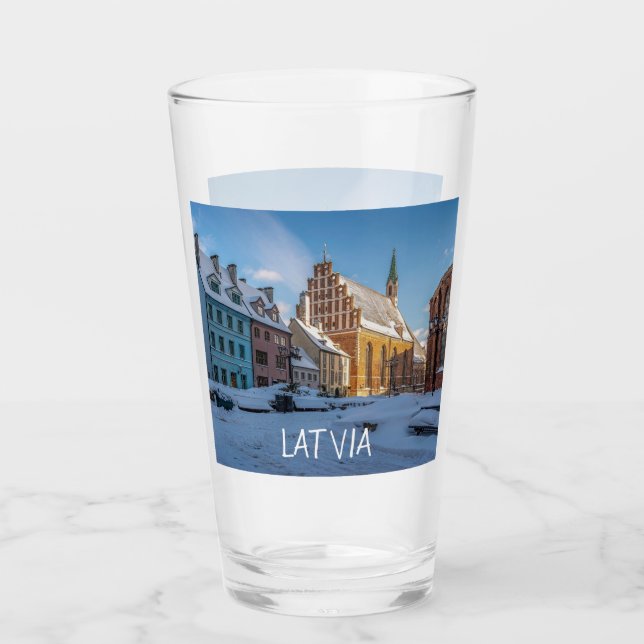 St. Peter's Church in winter in Riga, Latvia Glass (Front)