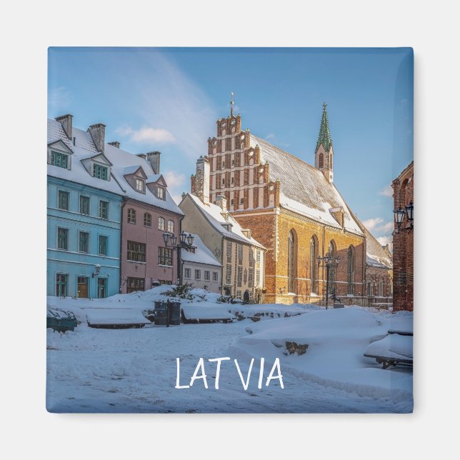 St. Peter's Church in winter in Riga, Latvia Magnet (Front)