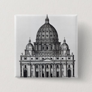 St. Peter's, Rome, engraved by C. Campbell 15 Cm Square Badge